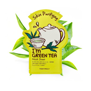 TONYMOLY Im Green Sheet Mask  Korean Hydrating & Moisturizing Face Mask with Antioxidants for Skin Clarity & Soothing Skincare