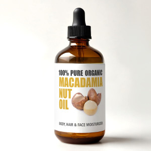 Renewalize Organic Macadamia Nut Oil Moisturizer for Dry Skin In Large 4oz Glass Bottle | Cold Pressed and Unrefined Hair Oil