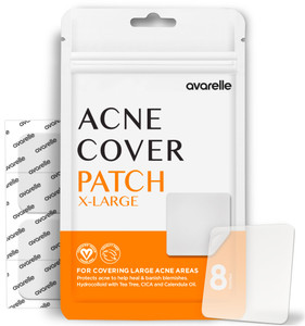AVARELLE Acne Patches XL, Acne Cover Patch Large | Pimple Patches for Face Cheek & Nose (8 Count) | Large Hydrocolloid Acne Treatment with Tea Tree,