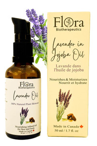 FLORA Organic Lavender infused in JOJOBA Oil. Relaxing. Calming. Regenerative. 1.7 fl oz. Made in Canada