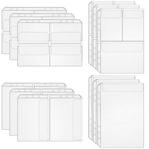 Bremorou 12 Pcs A5 Binder Organizer - 6 Hole Pockets, Cash Envelopes, Photocard Sleeves & Mini Pockets for Binders