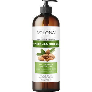 velona Sweet Almond Oil - 16 Fl Oz | 100% Pure and Natural Carrier Oil |Cold Pressed | Skin, Hair, Body & Face Moisturizing | Use Today - Enjoy Resul
