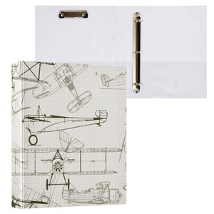 ARGTILDN Vintage Airplane 3 Ring Binder Folder 1.5 Inch Large Decorative Binders with Pockets Waterproof Holds 200 Sheets File for Office, Business,
