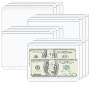 18Pcs A5 Binder Pockets, 6 Holes A5 Binder Inserts, Budget Cash Stuffing Envelopes for Budgeting, Clear Zipper Pouch, Waterproof PVC Loose Leaf Bags