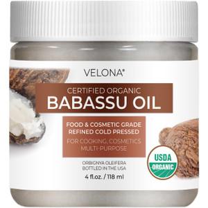velona Babassu Oil USDA Certified Organic - 4 Fl Oz | 100% Pure and Natural Carrier Oil | Refined, Cold Pressed | Face, Hair, Body & Skin Care and Co