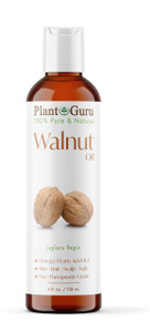 Plant Guru Walnut Oil 4 fl. oz. - Cold Pressed 100% Pure Natural - Skin, Body, Face, and Hair Growth Moisturizer. Great For Creams, Lotions, Lip balm