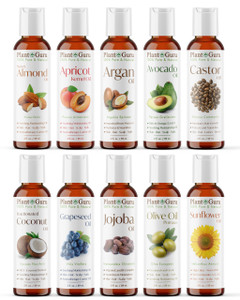 Top 10 Carrier Oil Variety Set 2 oz - Cold Pressed 100% Pure Natural, Sweet Almond, Apricot Kernel, Argan, Avocado, Castor, Fractionated Coconut, Gra