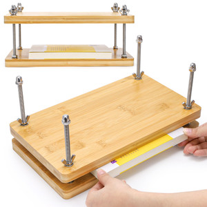 Noamus 13"x7.5" Book Press, Large Bamboo Paper Press Bookbinding, Portable Binding Supplies with Anti-Slip Mat, Handmade Flower Pressing Tools for DI