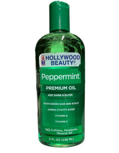 Hollywood Beauty Peppermint Hair Oil, 8oz Bottle, Conditions both hair and skin, Natural Treatment that Dries Itchy Scalps & Moisturizes Hair & Skin,