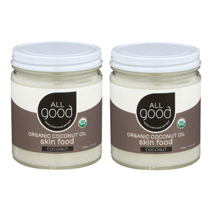 All Good Organic Coconut Oil Skin Food - Natural Moisturizing Skin Care - Non GMO - Vegan (2-Pack) (Coconut)