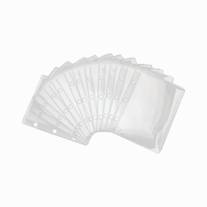 Large Mini Binder Pockets, 12pcs PVC Binder Pouches, Loose Leaf 3 Holes Top Open Cash Budget Envelopes, Clear Binder Pouches for Protectors Organize