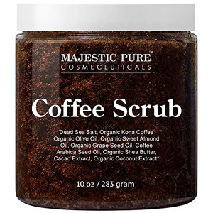 MAJESTIC PURE Arabica Coffee Scrub - All Natural Exfoliating Body Scrub for Skin Care, Stretch Marks, Acne & Cellulite, Reduce the Look of Spider Vei