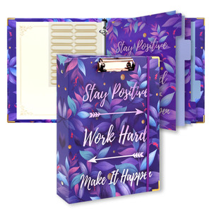 3 Ring Binder with Clipboard, 2 Pockets Purple 3 Ring Binder (11" x 8.6") Folders with Tab Dividers for Women School Office Supplies Portfolio