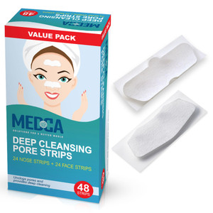 MEDca Deep Cleansing Blackhead Pore Strips - Pack of 48 Peel - Off Blackhead Remover and Pore Unclogging Strips for Nose and Face, Chin, Forehead & H