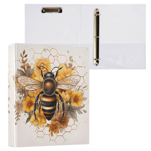 3 Ring Binder, Sunflower Honeycomb Bee File Folder Holds 200 Sheets File Storage for Women Men School Office Supplie