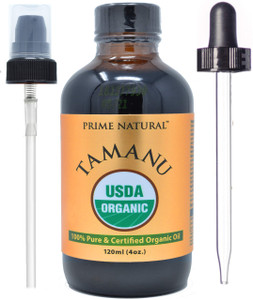 PRIME NATURAL Organic Tamanu Oil - USDA Certified, 100% Pure, Cold Pressed, Unrefined, Virgin (4oz / 120ml) For Face, Hair & Skin Care - Natural Mois