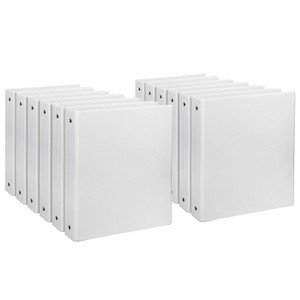 EEHZTSI Round Ring Binder, Standard 1-inch 3 Ring Binder Fit Letter Size Paper, Presentation View Binders for School/Office/Home, White, 12-Pack