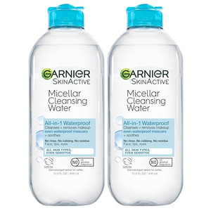 Garnier Micellar Water for Waterproof Makeup, Hydrating Facial Cleanser & Makeup Remover, Suitable for Sensitive Skin, Vegan, Cruelty Free, 13.5 Fl O