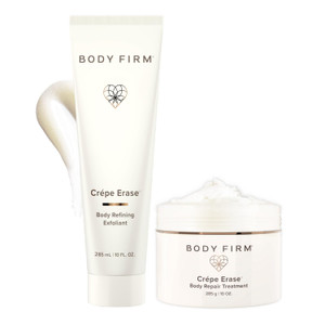 Body Firm Crepe Erase 2-Step Treatment, Anti Aging Face, Neck and Body Care With Aha Bha Pre-Exfoliator & Firming Cream, Hydration & Collagen Support