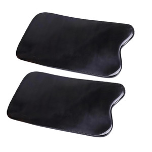 2PCS Black Gua Sha Massage Board- Square Buffalo Horn Material Scrapping Beauty Roller Skin Facial Therapy Beauty Tool for Personal Care