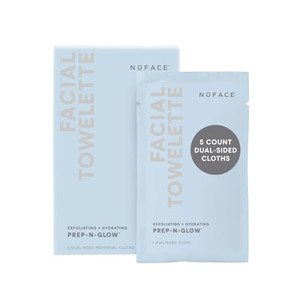 NuFACE Prep-N-Glow Facial Towelettes - 2-in-1 Exfoliating + Cleansing Makeup Remover Wipes, Hyaluronic Acid Travel Face Wipes to Hydrate & Brighten f