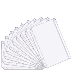 Teqooza A6 Size Binder Pockets Plastic Binder Zipper Folders Waterproof 6 Holes Zipper Loose Leaf Bags for Pouch Document Filing Notebooks Cards Bags