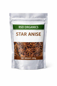 BSD Organics Spicy Natural Annachipoo/Star Anise/chakr phool for hot Beverages, stews, Savory Dishes, Boost of Flavor and More - 100 Grams / 3.5 Ounc