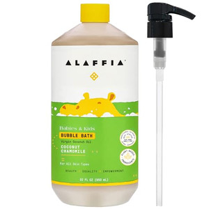 Alaffia Babies & Kids Bubble Bath, Coconut Chamomile, Pump Included  Gentle Cleanser with Raw Shea Butter and Yarrow, 32 Fl Oz