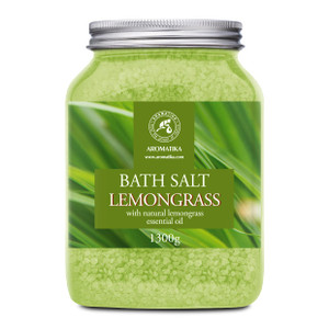 Bath Salts w/Natural Essential Lemongrass Oil 46 Oz (1300g) - Sea Salt Bath for Good Sleep - Bathing - Body Care - Wellness - Beauty - Relaxation - A