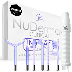 Pure Daily Care NuDerma Clinical Portable Skin Therapy Wand, Machine with 6 Fusion Neon + Argon Wands  Anti Aging - Clarifying - Skin Tightening & R