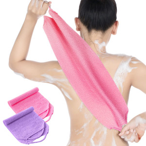 Exfoliating Back Scrubber with Handles for Shower for Women Exfoliating Back Cloth Body Extended Length Scrubber Towel Nylon Stretchable Pull Strap W