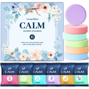 TranquilBliss Shower Steamers 6 Count, Shower Steamers with Natural Ingredients, 6 Different Scents & Individually Wrapped, Christmas and Birthday Go