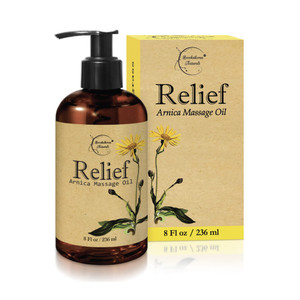 Relief Arnica Massage Oil  Great for Sports & Athletic Therapeutic Massage  All Natural - Arnica Montana for Sore Muscle Relief. Contains Sweet Alm