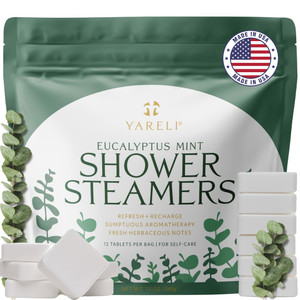 Yareli Shower Steamers for Sinus Relief, 12 Pack, for Men & Women - Aromatherapy and Self Care - Eucalyptus Mint