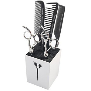 OLizee® Professional Acylic Salon Scissors Holder Box Hairdressing Combs Clips Organizer Rack for Hair Stylist(White)