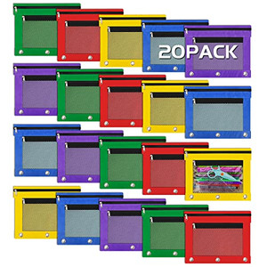 IKAYAS 20 Pack Pencil Pouch for 3 Ring Binder bulk Binder Pencil Pouch with Zipper, Pencil Pouches Pencil Bags for Classroom bulk Pencil Box Pencil C