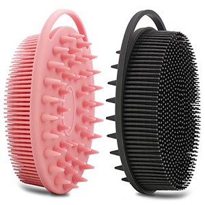 2 Pack Silicone Body Scrubber, Loofah Double-Sided Body Brush,Shower Scrubber and Scalp Massager Shampoo Brush for Sensitive Kids Women Men All Kinds