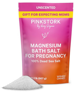 Pink Stork Pregnancy Bath Soak  Unscented Magnesium Flakes for Bath or Foot Soak  Pure Dead Sea Salt  Relief for Pregnancy Aches, Swollen Feet, an