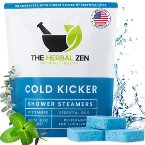 Cold Kicker Shower Steamers Aromatherapy for Relief - USA Made - Peppermint & Eucalyptus Shower Bomb Tablets  Valentines Day Gift for Her and Him 
