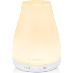 InnoGear Essential Oil Diffuser, Ultrasonic Diffusers for Home Aromatherapy Humidifier for Bedroom Room 7 Colors LED 2 Mist Mode Auto Off, Basic Whit
