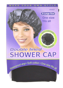 Annie X-large Double Lined Shower Cap Waterproof (Black) #4407