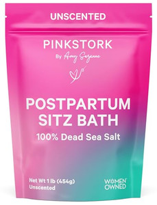 Pink Stork Postpartum Sitz Bath Soak: Dead Sea Salt for Perineal Care & Cleansing, Postpartum Recovery, Labor and Delivery Essentials, Women-Owned, U