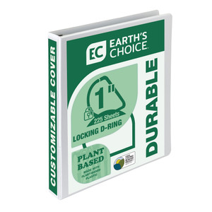Samsill Earths Choice Biobased Heavy-Duty 3 Ring View Binder, 1 Inch Locking One Touch D-Ring, USDA Certified Biobased, Eco-Friendly, Customizable