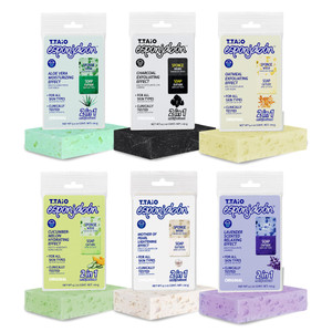 T.Taio Esponjabon Soap Sponge Variety Pack - Shower Scrubber & Bath Wash Scrub - Massage Face - Bathroom Accessories - Mother of Pearl, Aloe Vera, La