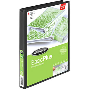 Wilson Jones Print-Won't-Stick Flexible Poly Round Ring View Binder, 0.625-Inch Capacity, 8.5" x 11" Sheet Size, Black (43340D)
