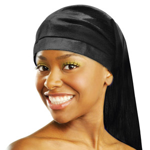 Donna's Premium Satin Braid Bonnet (Black)