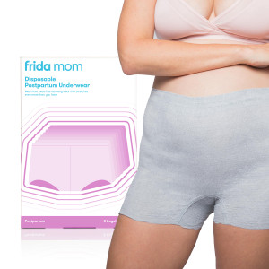 Frida Mom 8pc Postpartum Underwear, Disposable Boyshort Panties, Seamless, Stretch Support, New Mom Essentials, Size Petite (Waist 23in-34in)