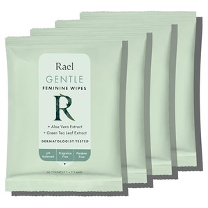 Rael Feminine Wipes, Flushable, Travel Size, All Skin Types, Daily Use (10 Count, Pack of 4)