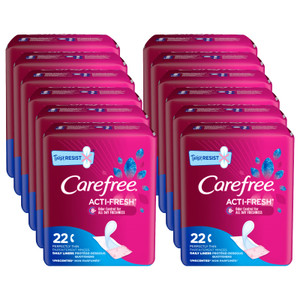 Carefree Acti-Fresh Panty Liners, Thin to Go, Unscented, 22 Count (Pack of 12)
