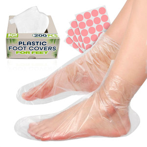 200 Pcs Plastic Socks for Moisturizing Feet  Leak-Proof Foot Gloves for Moisturizing, Ribbed Anti-Slip Design with 200 Stickers for Secure Fit  Par
